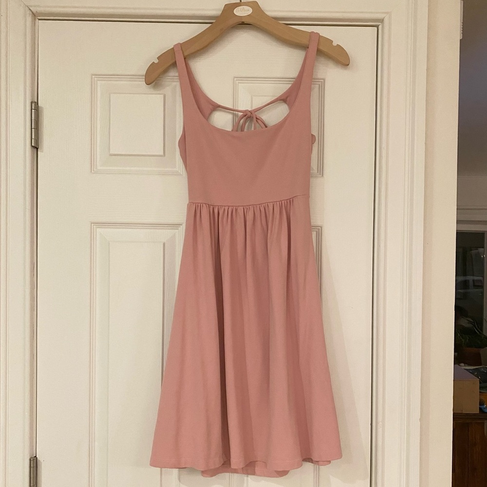 Susana Mónaco Pink A-Line Dress with Open Back & Pockets
